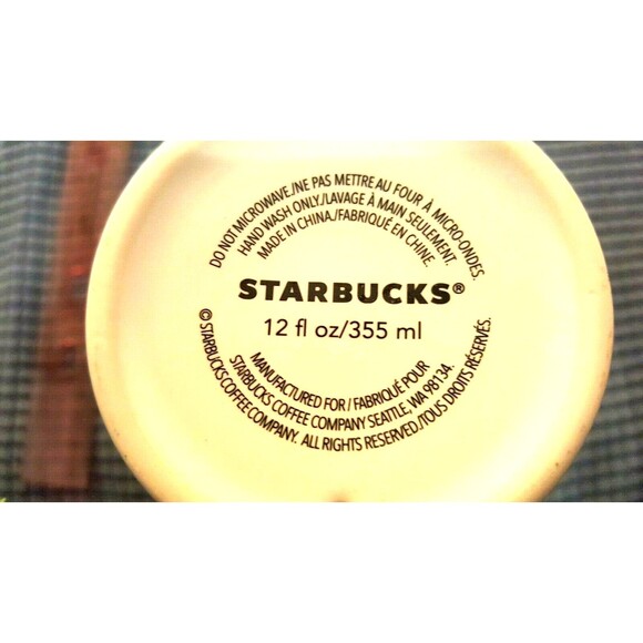 Starbucks Ceramic Tumbler 12oz Holiday 2017 Coffee Cup with Red Lid Travel Mug - Picture 2 of 12